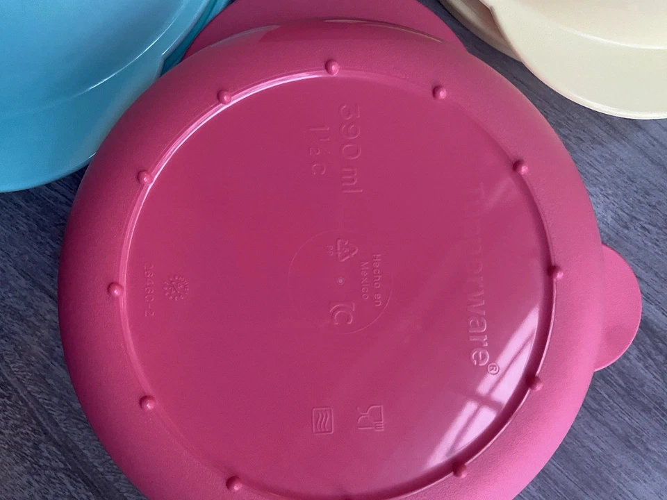 Tupperware MicroFlash набор из 3 розовый, желтый и бирюзовый 1 1/2, 2 1/4, 3 1/4 чашки - Изображение 4 из 4