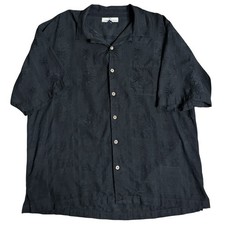 Tommy Bahama 100 Silk Camp Shirt Button Up Palm Trees Print Embroidered Size XL