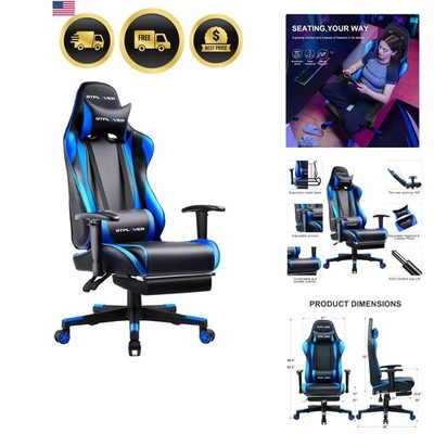 Gaming Chair with Footrest, Ergonomic Computer Game Desk Chair, Reclining Gam...