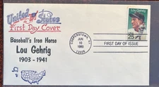 #2417 Lou Gehrig FDC with generic cachet "Baseball's Iron Horse"