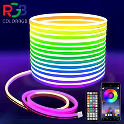 RGB LED Neon Rope Light Strip Flexible Music Sync App Remote Control Waterproof