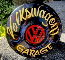 Black Vw Volkswagen Garage Sign Pinstriped Hub Cap Hubcap Decor Shop Wall Art Black Vw Volkswagen Garage Sign Pinstriped Hub Cap Hubcap Decor Shop Wall Art