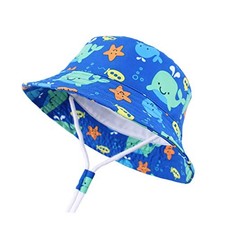 Sun Protection Hat for Kids Toddler Boys Girls Wide Brim 4-8 Years Blue-whale