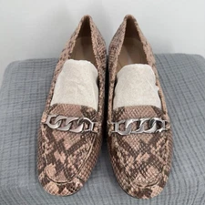 Snakeskin leather loafers Easy Spirit Seantiria women's 9M chain detail chic