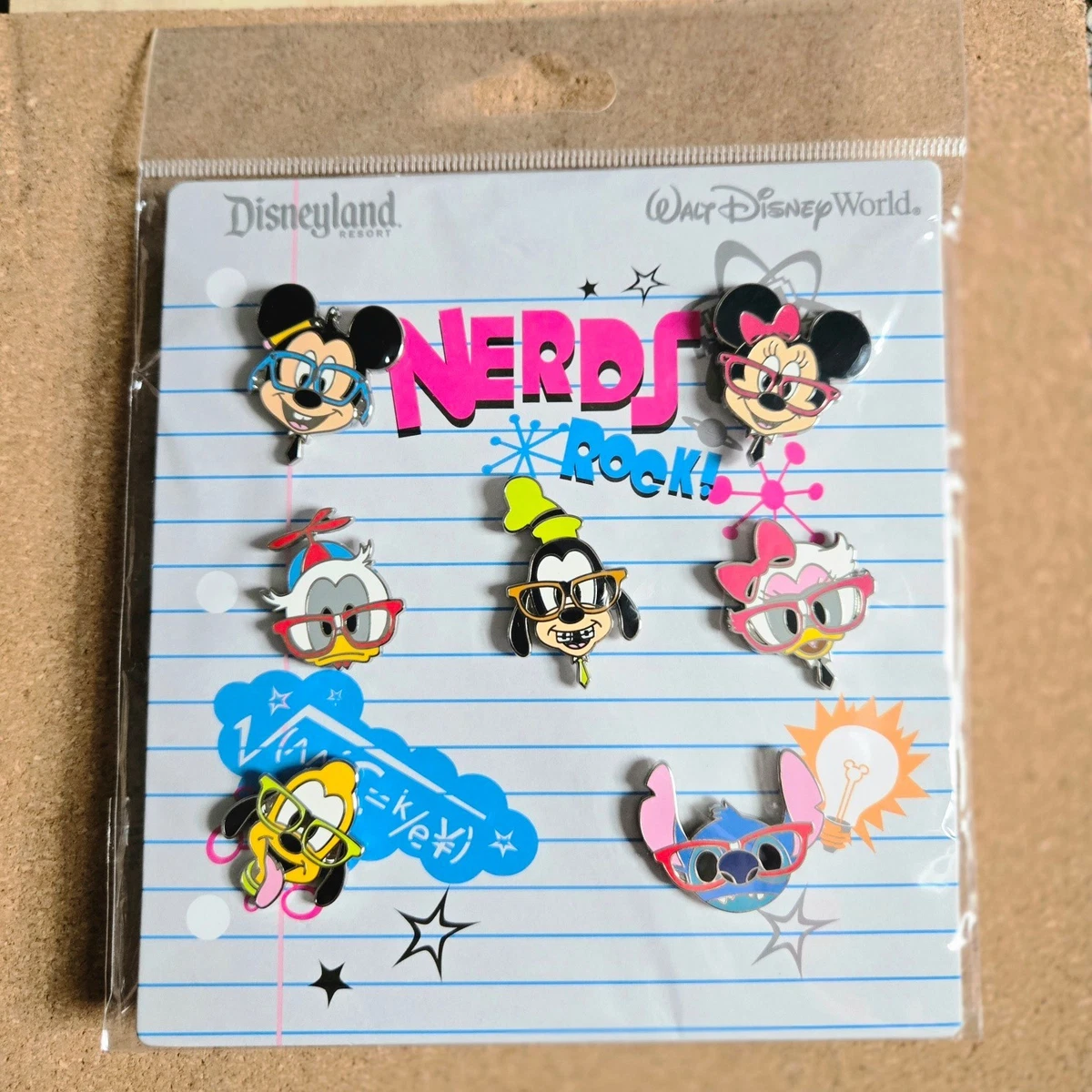 Disneyland NERDS ROCKS! ピンバッジセット DISNEY WDW DLR NERDS ROCK ! COLLECTION MICKEY MINNIE CHIP DALE