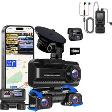 Dash Cam 4 Channel 360  Front Rear Inside DashCam, FHD 1080P Car Camera 128GB