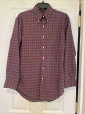 Lauren Ralph Lauren Shirt Men 16 32/33 Red Check No Iron 100 Cotton Classic Fit