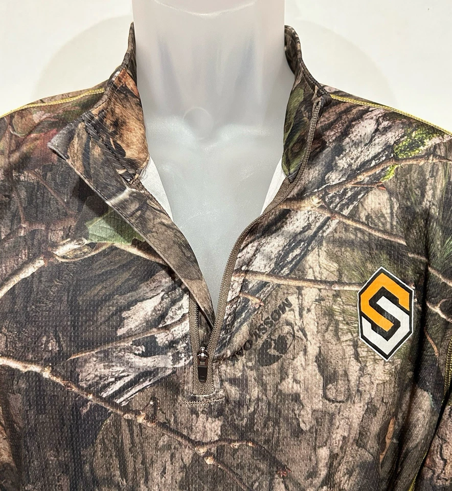 ScentLok Lightweight 1/4 Zip Base Layer Camo Hunting Shirt Mossy Oak Mens Size L - Image 3 of 4