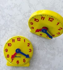 Practice Time telling Learning Clock w/ Movable Hands for Kids 4" set of 5