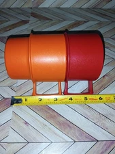 Set of 2 Vintage Tupperware 1970's Stackable Mug Red Orange Plastic 1312-7