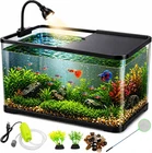 5 Gallon Fish Tank Starter Kit with Light Fish Net Air Pump Aquatic Plants and P
