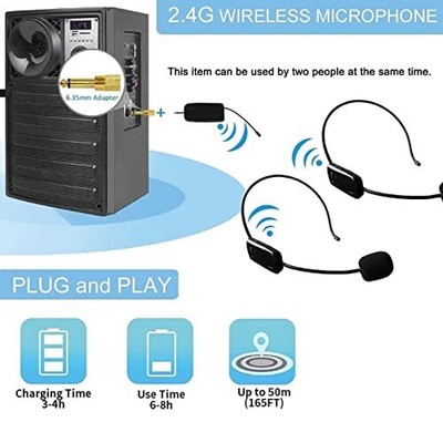 Wireless Microphone Headset 2.4G Wireless Microphone System For Two ...
