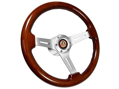 1964-67 Ford Mustang Cobra 6-Bolt Brush Mahogany Wood Steering Wheel Kit, Shelby
