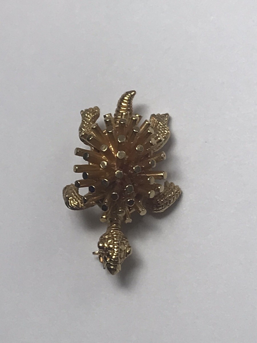 あちょちょ Vtg Marcel Boucher 1960's Atomic Turtle Gold Tone Brooch Pin 9669P