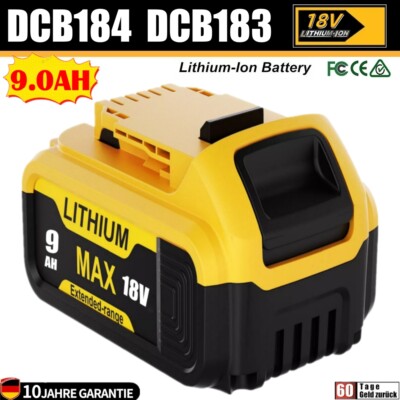 Akku 9,0 Ah XR Lithium Für DeWalt 18V DCB182 DCB183 DCB184 20V MAX DCB205 DCB200