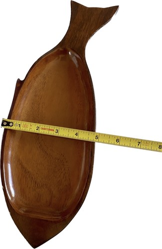 Holz Fisch Tablett, Schmuckschale oder Wurstwaren Brett, schöne Maserung Vintage. - Bild 10 von 12