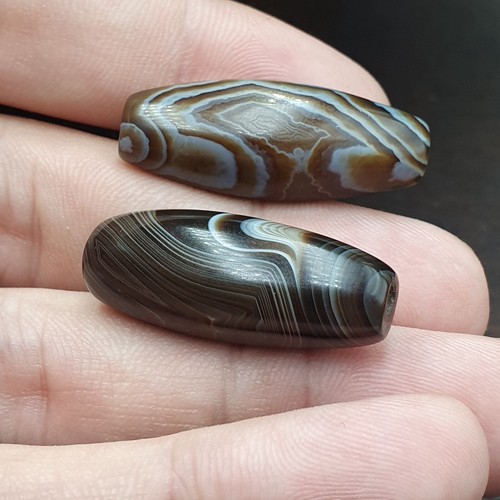 Unique Finds Lot 2 Soleimani Agate and Himalayan Indo Tibetan Eye Agate Beads - Picture 5 of 8