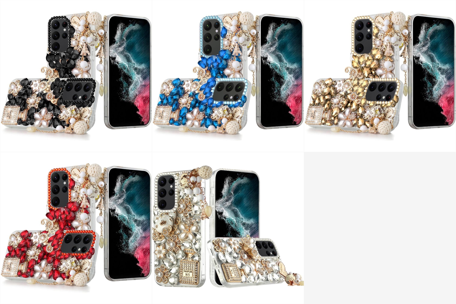 For Samsung S23 Ultra Full Diamond with Ornaments Hard TPU Case Cover-image