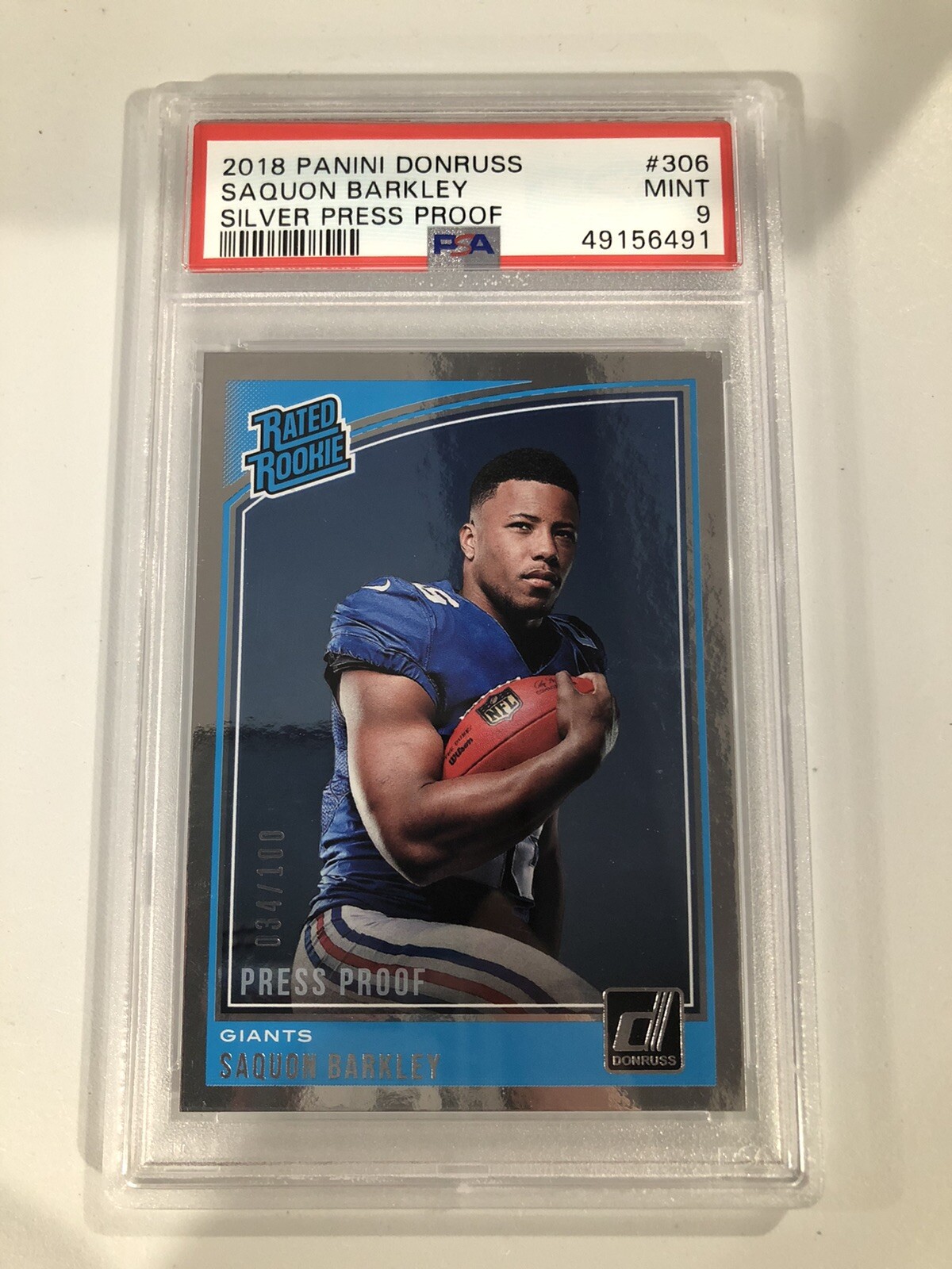 Saquon Barkley Panini Donruss #306 Silver Press Proof