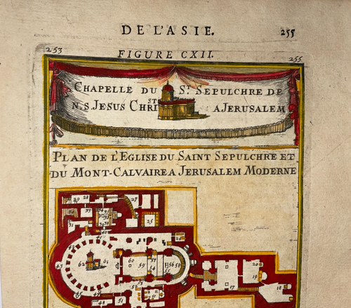 CHURCH OF HOLY SEPULCHRE JERUSALEM 1683 ALAIN MANESSON MALLET NICE ANTIQUE PLAN - Picture 3 of 4
