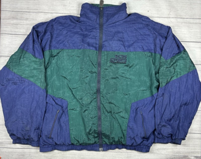 Vintage Boa CBS SPORTS Windbreaker Jacket Size Large Blue Green Full Zip