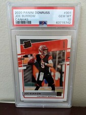 2020 Panini Donruss JOE BURROW CANVAS Rated Rookie  PSA 10 GEM  #301  Bengals