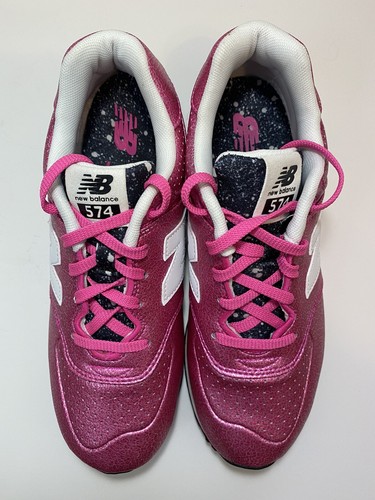 New Balance 574 - Gradient Collection Pink/Black Leather Girls / Youth sz 5.5 - Picture 7 of 12