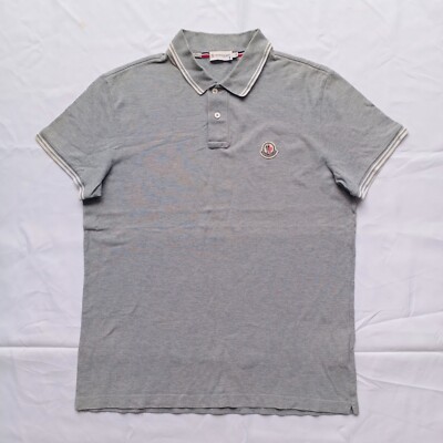 Moncler Maglia Polo Manica Corta Slim Fit Gray T-Shirt Size XL