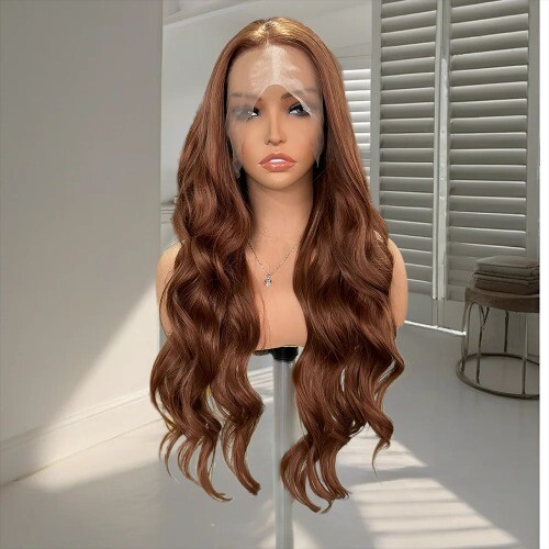 Brown Wig Body Wave Lace Front Wig Synthetic Hair Hairline Deep Wave Wig Cosplay - Bild 7 von 15