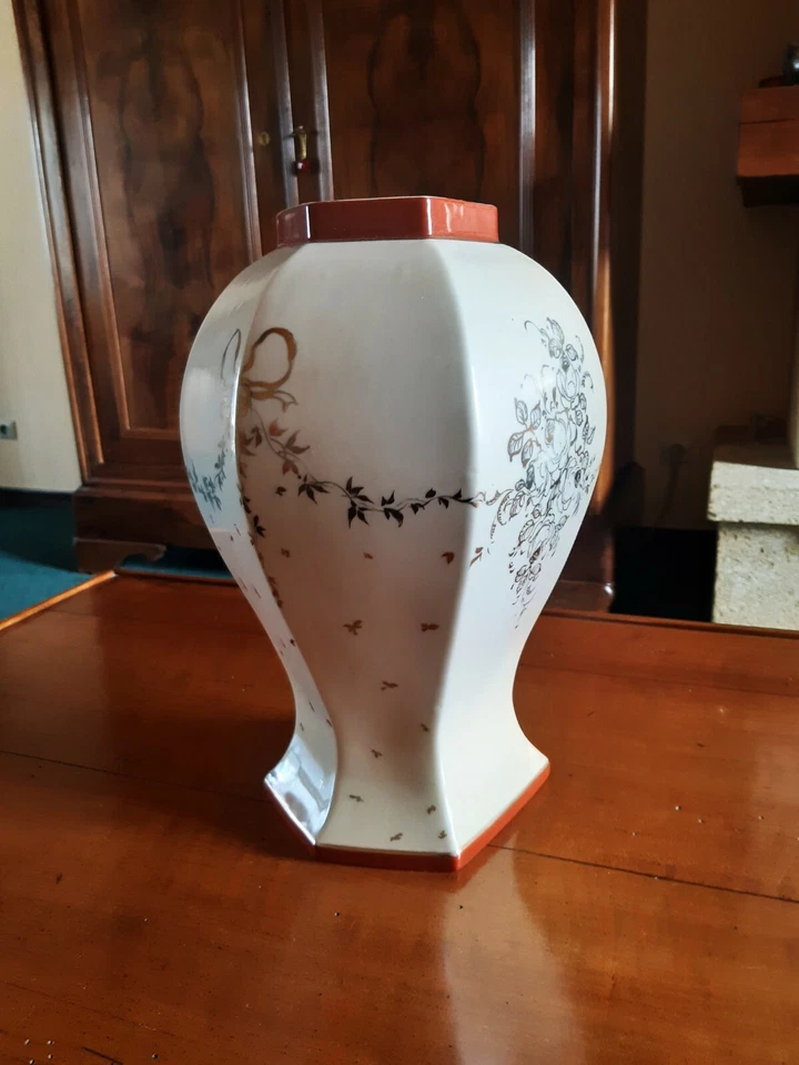 VASE, potiche, 1930, porcelaine de COULEUVRE, MODELE DEPOSE, signature A L - Photo 4/4