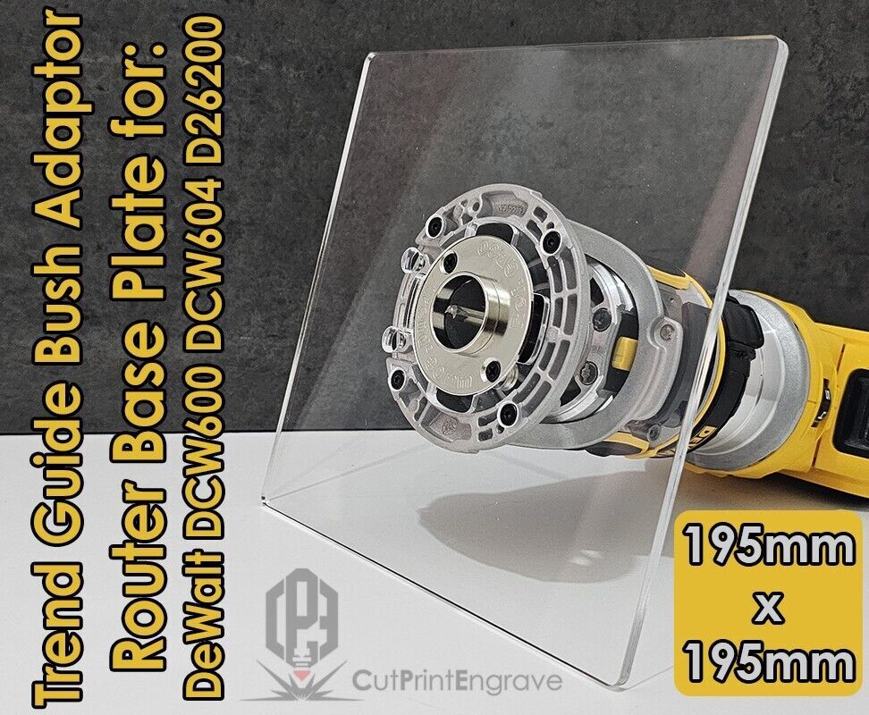 Dewalt DCW600 Trimmer Router Trend Guide Bush Adaptor Base Plate 195mm x  195mm
