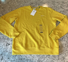 Mens Size M Nike Sportswear Crew Neck Sweatshirt Yellow 637902 709 French Terry