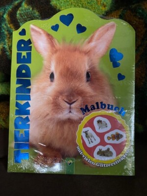 Malbuch mit Glitzer- Stickern Tierkinder NEU