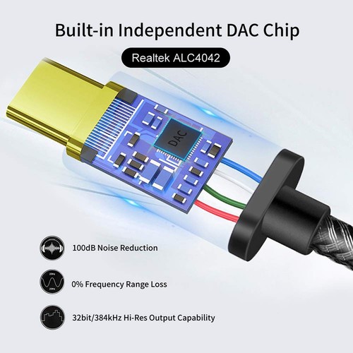 USB C to 3.5mm Headphone Adapter - USB Type C to AUX Audio Jack Hi-Res DAC Do... - Picture 2 of 7