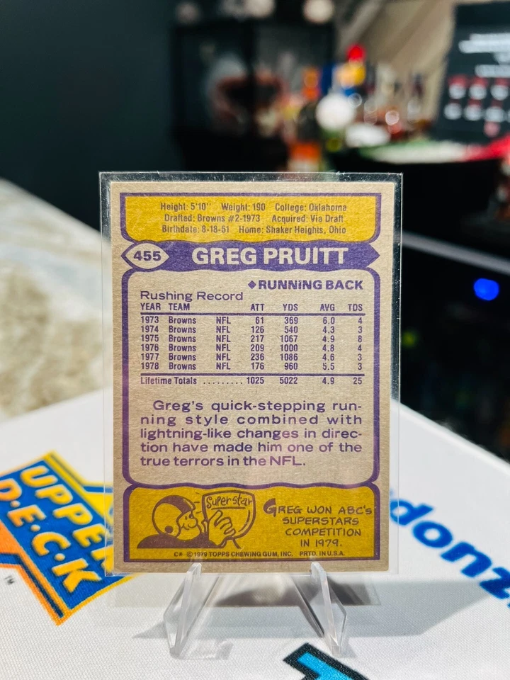 1979 Topps - #455 Greg Pruitt CLEVELAND BROWNS - Image 2 of 2