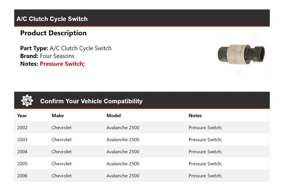 Переключатель цикла сцепления для Chevrolet Avalanche 2500 2002-2006 годов выпуска 4 сезона 2003 - Изображение 2 из 4
