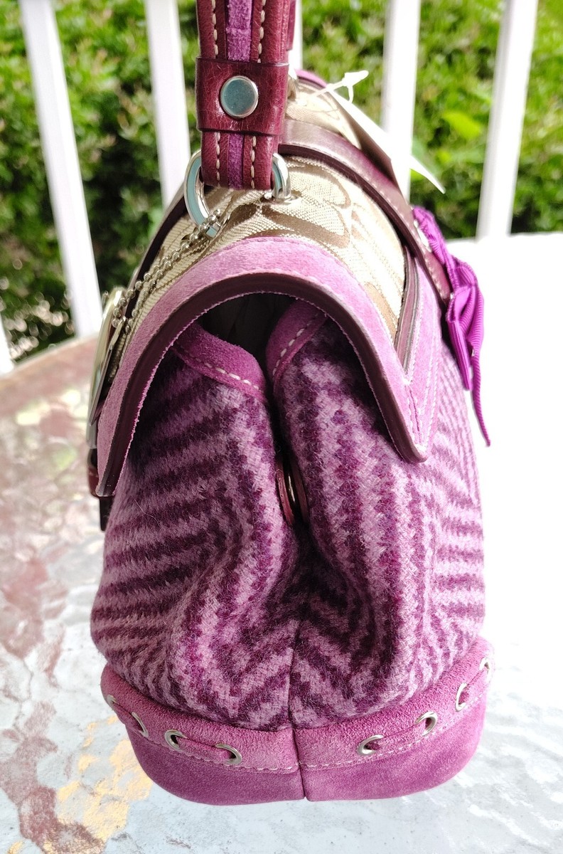 COACH コーチ　Vintage Tweed リボン　SOHOショルダーバッグ Coach Vintage Soho Demi Shoulder Bag Y2K Tweed Velvet Bow