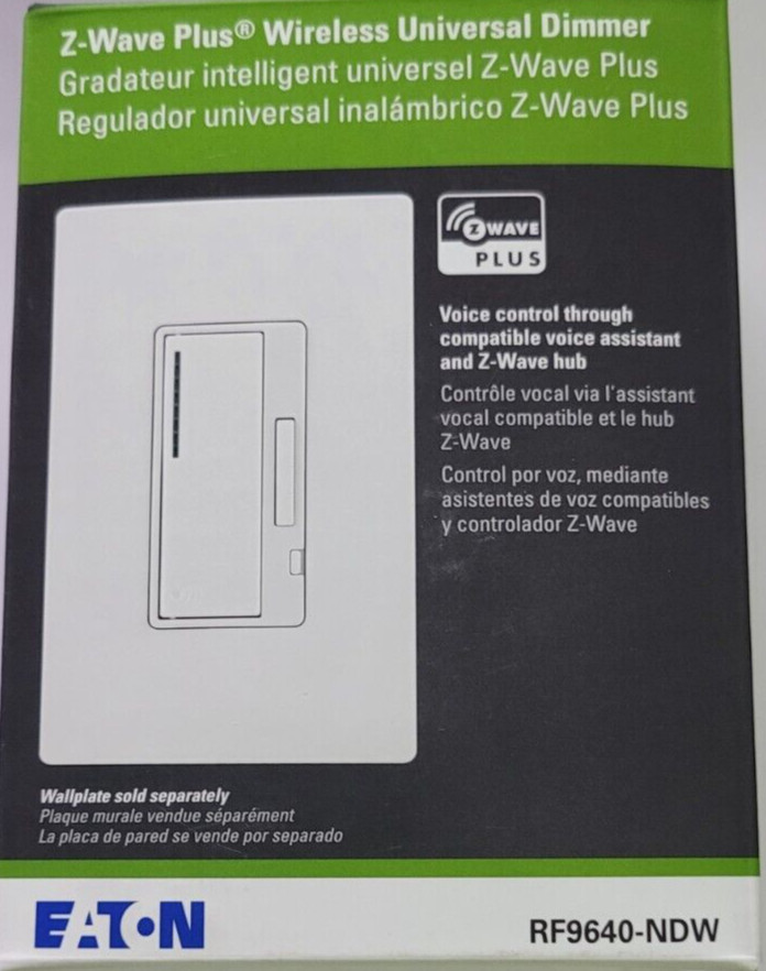Eaton Z-Wave Plus Single-Pole/3-Way Smart with LED Decorator Master Dimmer, Whit