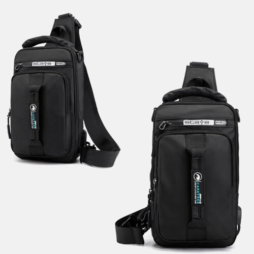 Borsa a tracolla uomo tracolla antifurto petto zaino tracolla USB impermeabile - Foto 14 di 15