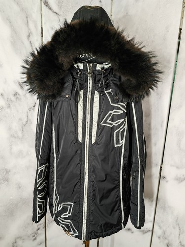 Sportalm Kitzbühel Skijacke schwarz Echtfell Pelz Kapuze Gr 42 Jacket Luxus Pur - Bild 2 von 14
