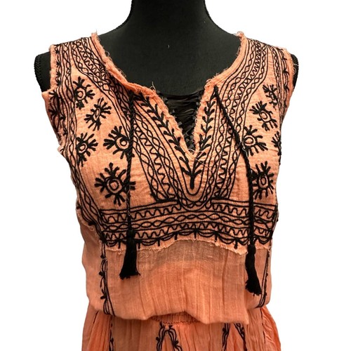 New Free People Cotton Orange Embroidered Blouse Sz XS - Picture 4 of 9