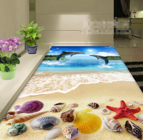 3D Sun Dolphin Beach 565 Floor WallPaper Murals Wall Print Decal AJ WALLPAPER