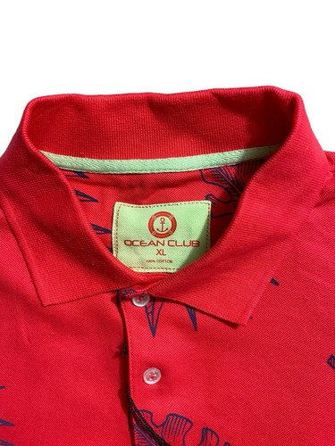 Ocean Club Men’s Golf Polo Shirt Size XL Hawaiian Floral Casual Short Sleeve Red - Picture 14 of 16