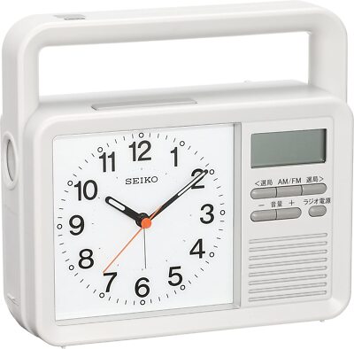 SEIKO KR885N Multi Function Disaster Prevention Alarm Clock Gray Battery Powered