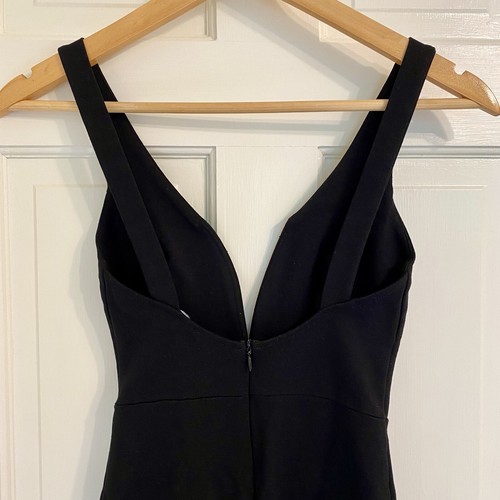 Vestido Lulus Negro LBD Escote Profundo Elastizado Tejido Bodycon Mini Talla XS - Imagen 8 de 12