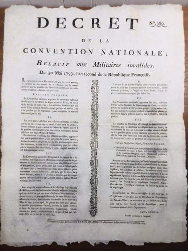 Hôtel des Invalides Paris en 1792 Rare Affiche Révolution Française Puy de Dôme - Photo 3/3