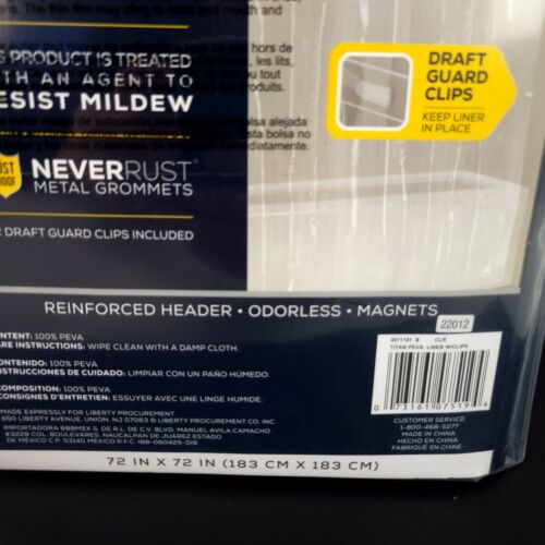 Titan Premium Peva Shower Curtain Liner Never Leak Super Heavy Weight Clear 72" - Picture 6 of 6
