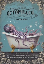 Octopus Bath Soap Ad metal sign, Octopus  Sign, Octopus  Plaque