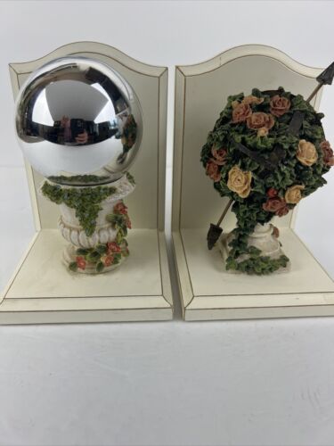 Vintage 1991 Garden Terrace Book ends  Mirrored Gazing & Kissing balls w/ Stand - Picture 1 of 19