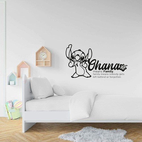 Ohana Lilo Stitch Family Home Quote Vinyl Wall Art Sticker for Home Room Decals - Picture 3 of 6